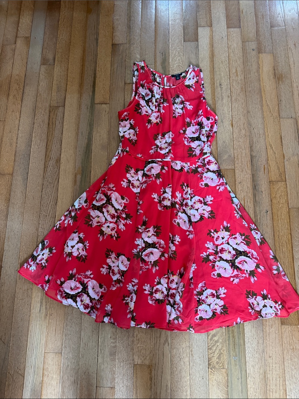 Ann Taylor Factory Floral Fit-and-Flare Dress - Coral